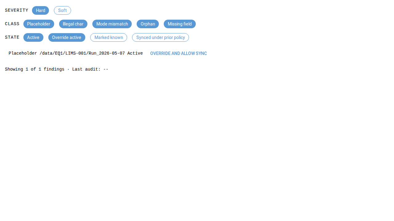 Problems tab with one hard-tier finding visible