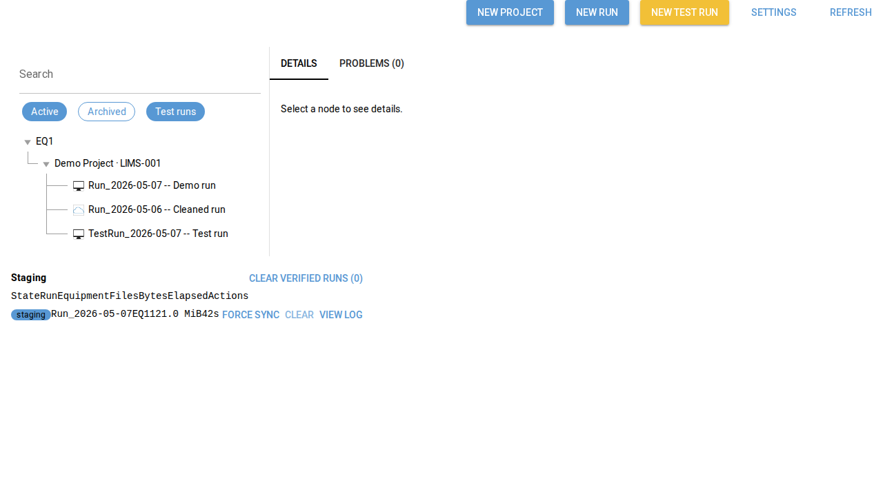 Main window with the orchestrator staging panel enabled