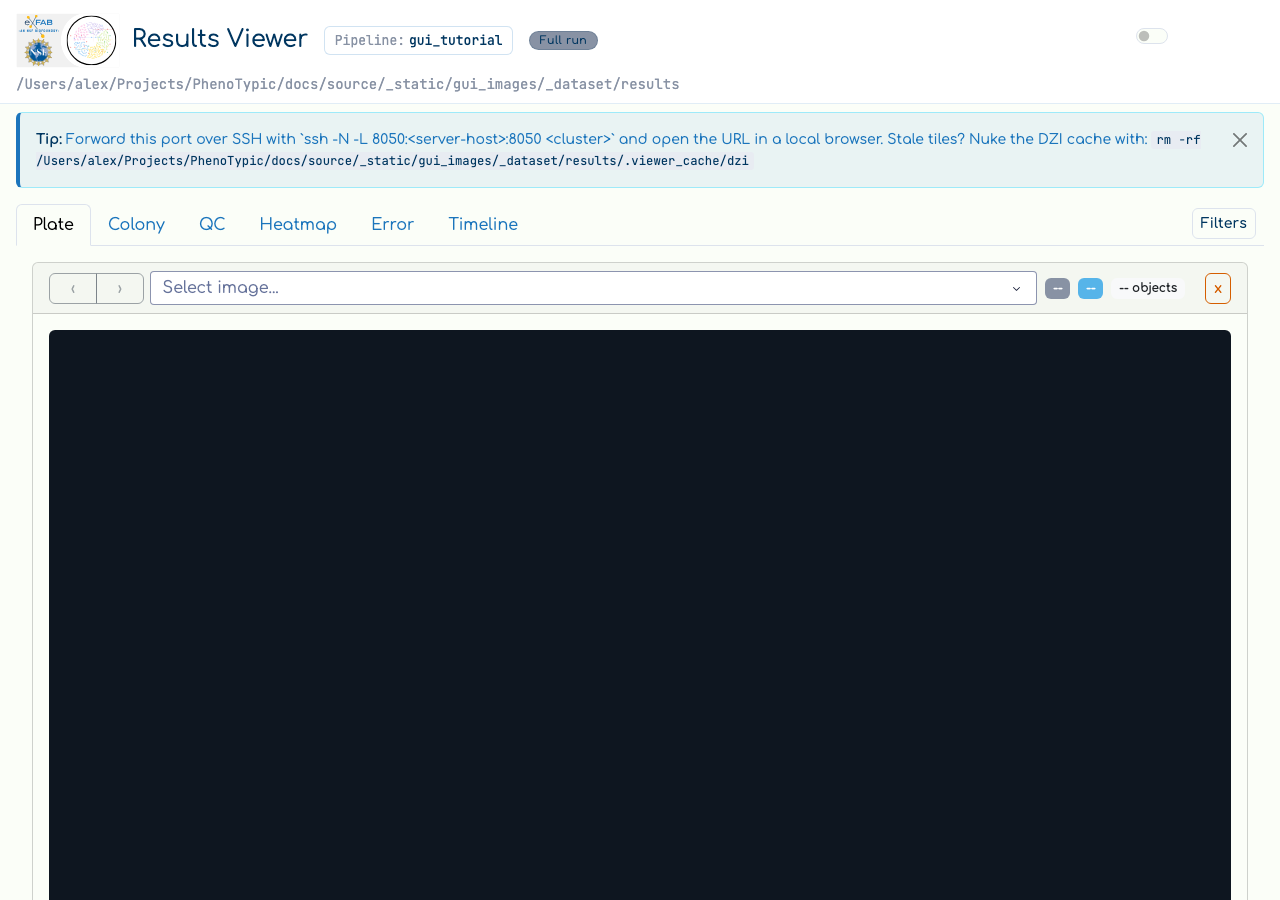 Loaded viewer with filter pane and image selector.