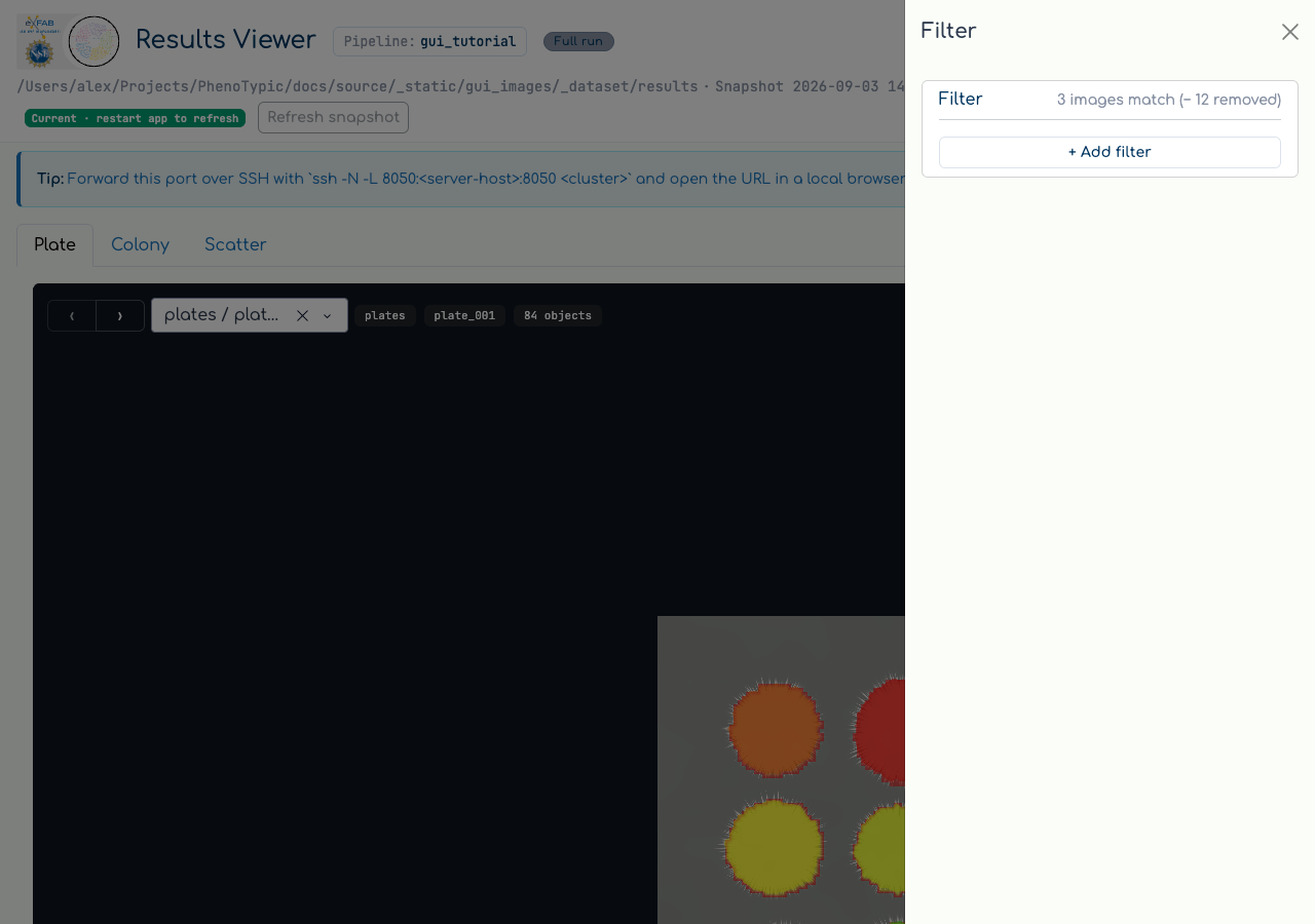 The right-docked filter offcanvas.