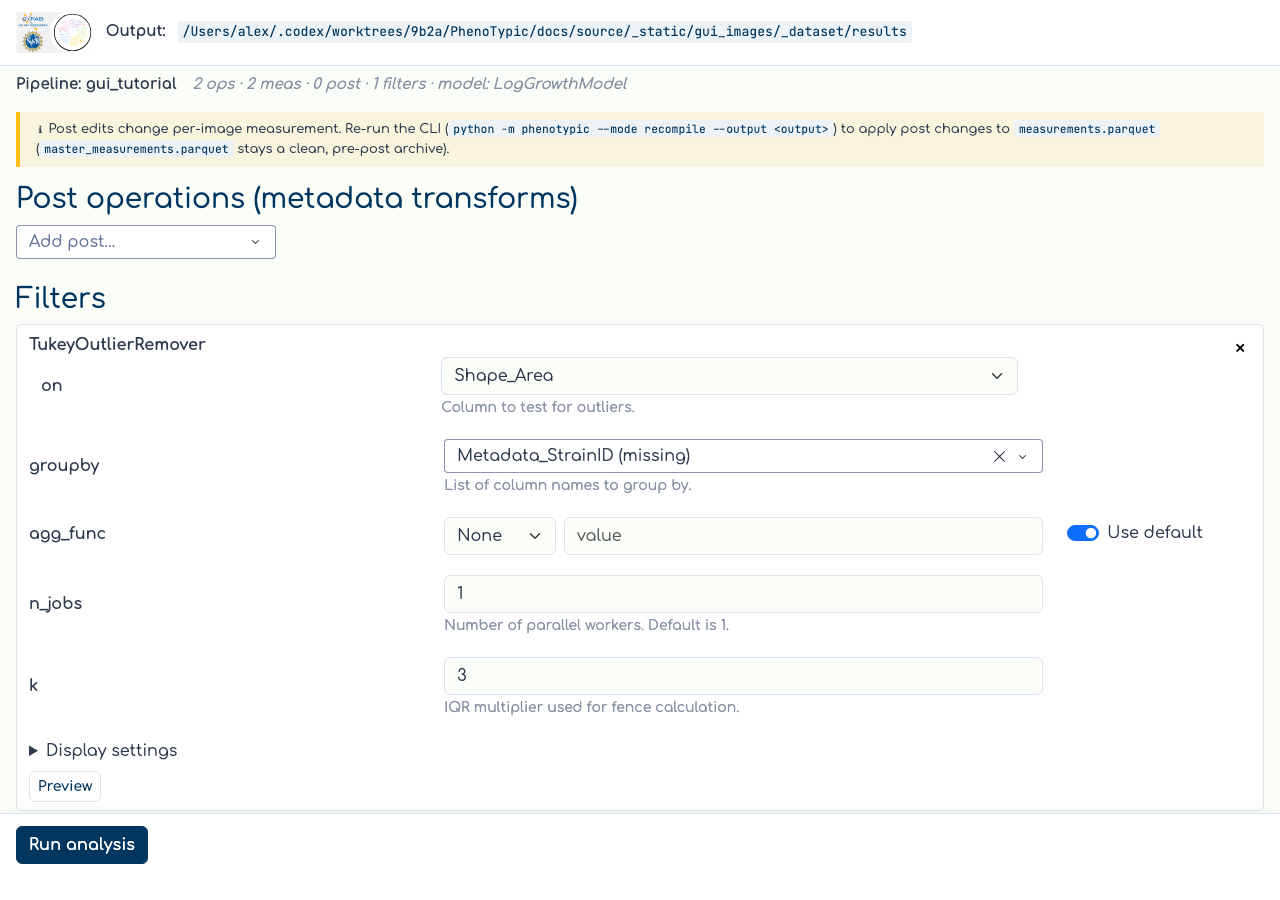 Pipeline configured against a synthetic CLI output.