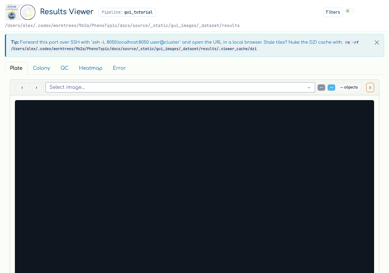 Loaded viewer with filter pane and image selector.