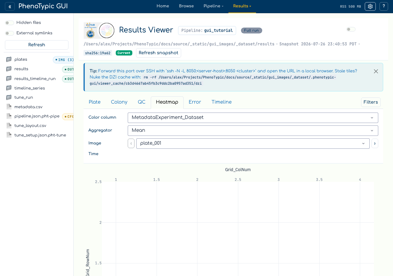 Heatmap tab on first open showing empty-state explanation.