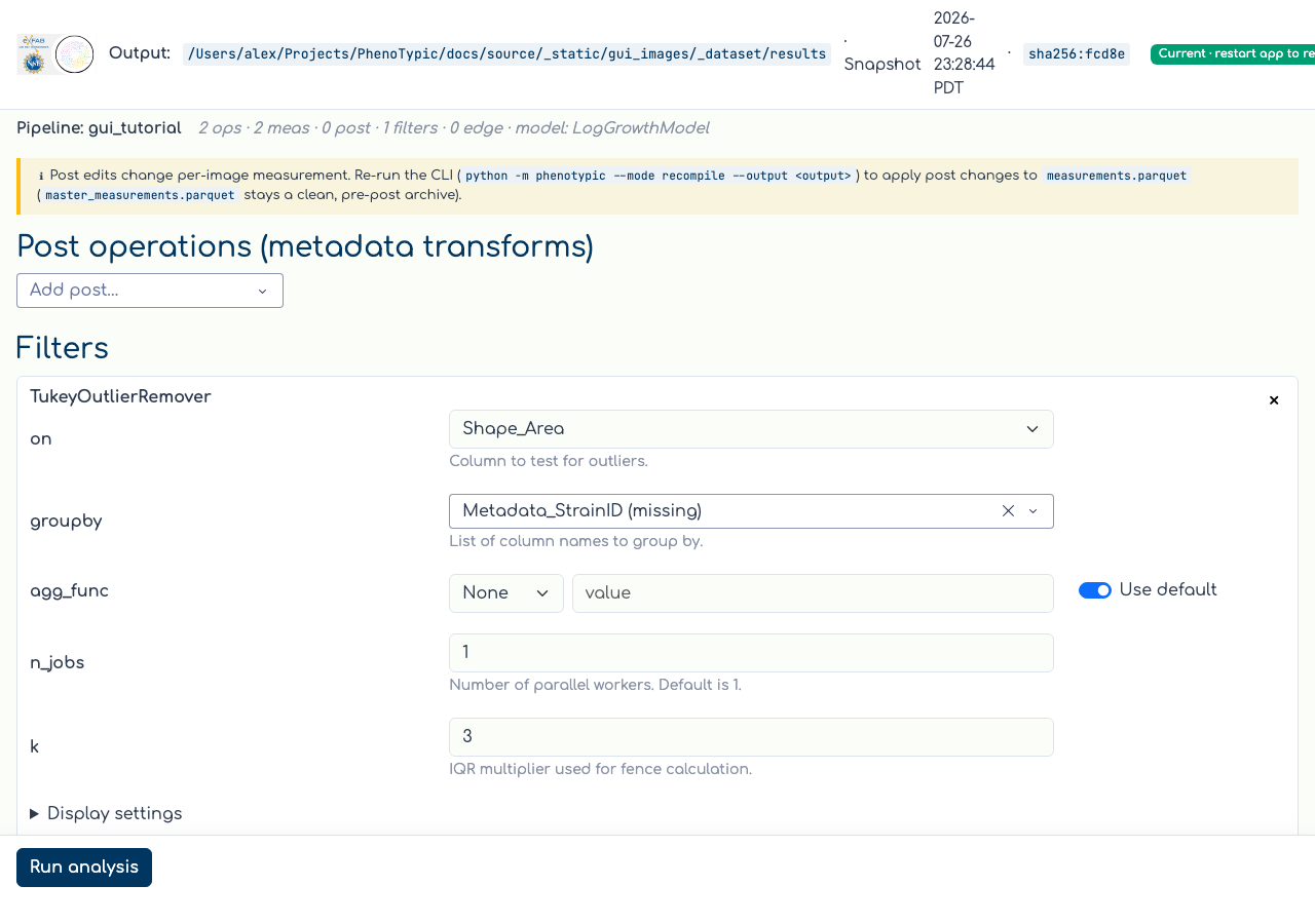 Pipeline configured against a synthetic CLI output.