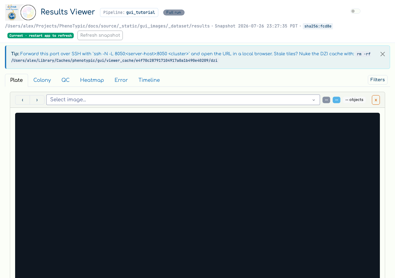 Loaded viewer with filter pane and image selector.